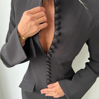 High Neck Blazer Mini Dress