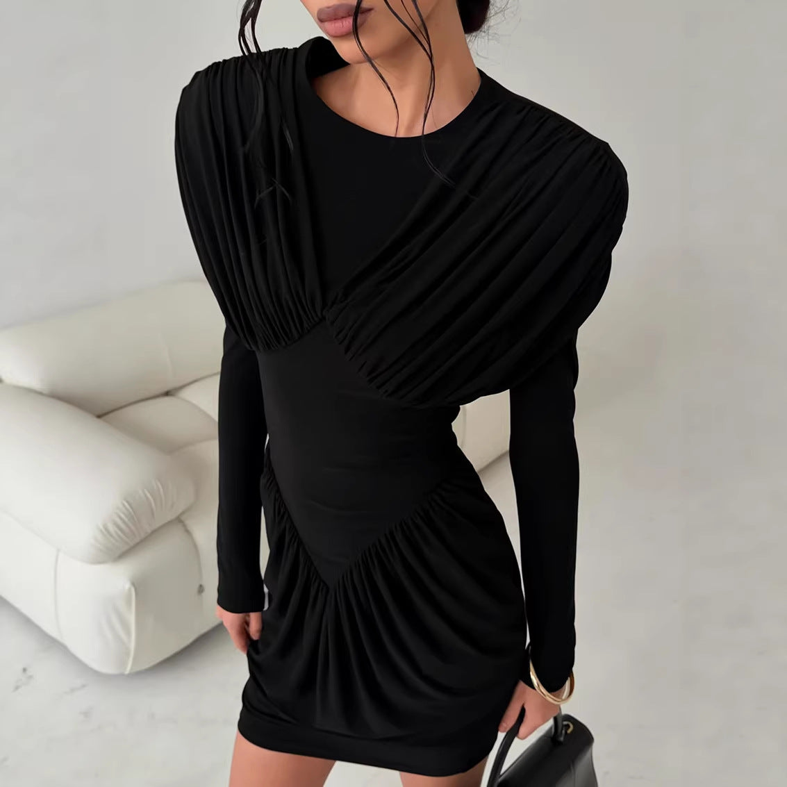 Elegant Draped Mini Occasion Dress